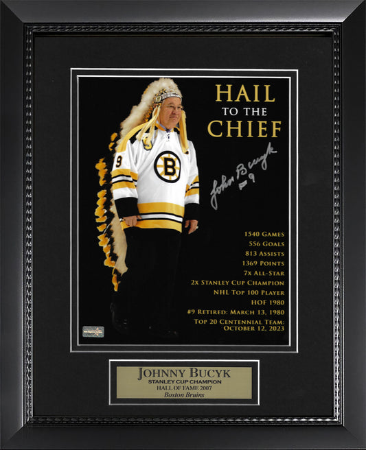Johnny Bucyk Autograph Photo Hail To The Chief 11x14