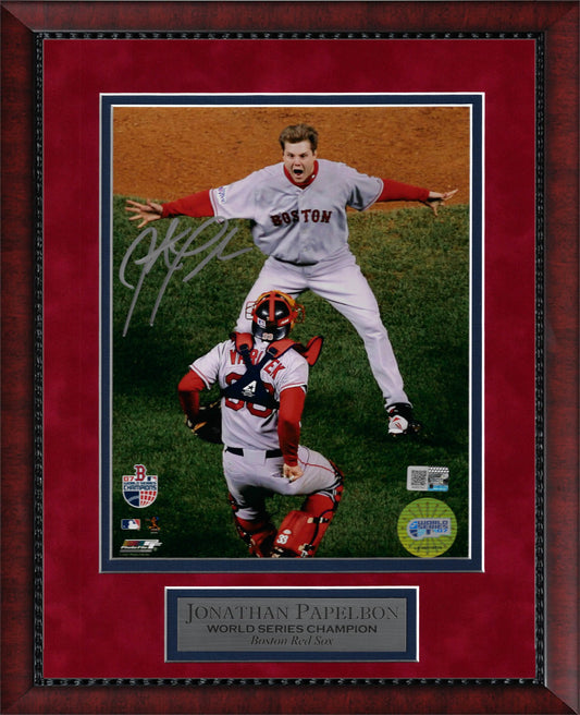 Jonathan Papelbon Autograph 8x10 Photo - 2007 World Series Victory - Boston Red Sox - Framed 13x16 - New England Picture Authentication
