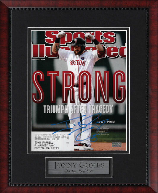 Jonny Gomes Autograph 8x10 Photo - Sports Illustrated Cover - Boston Red Sox - Framed 13x16 - New England Picture Authentication