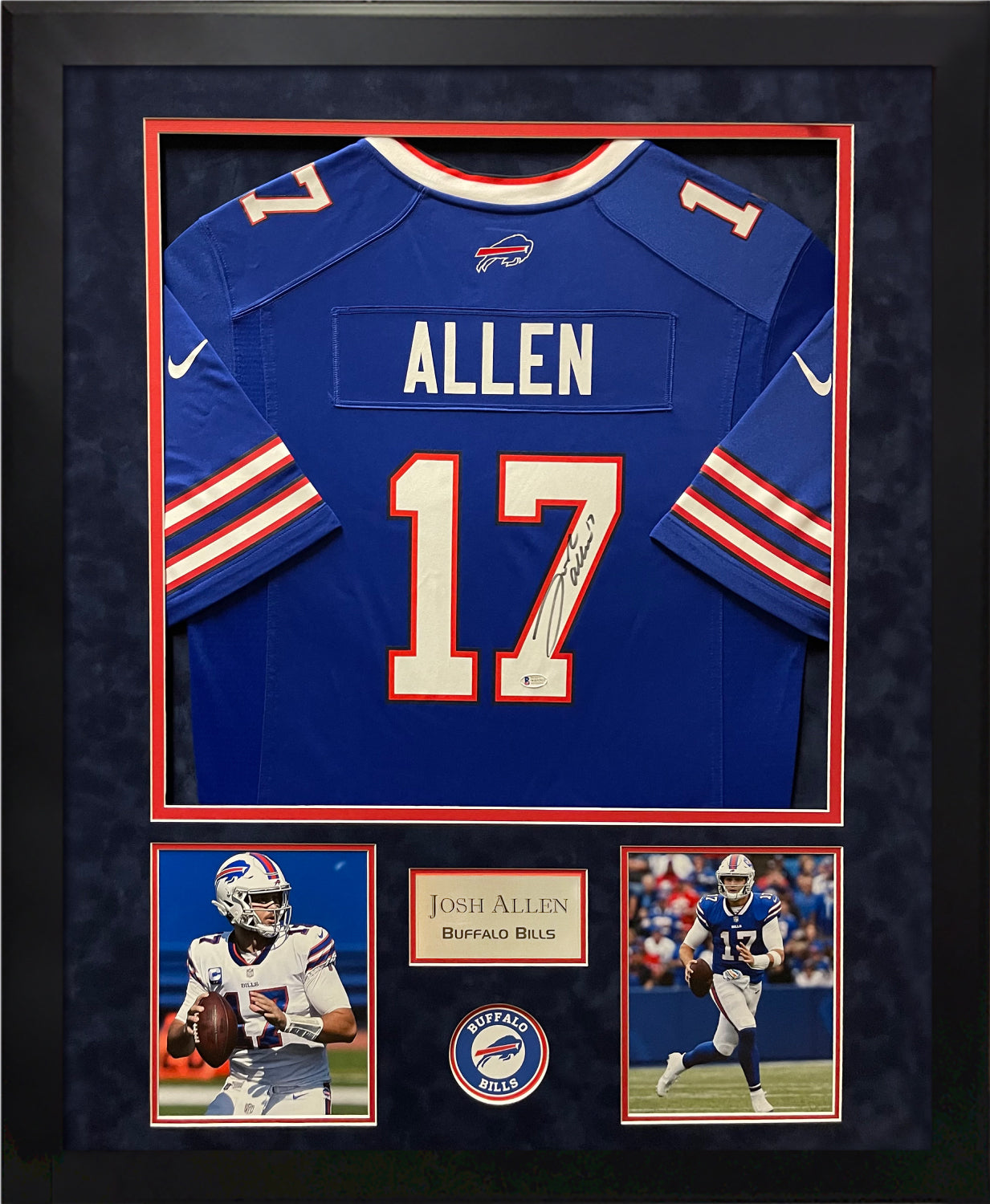 Josh Allen Autograph Jersey Nike Blue Framed 37x45