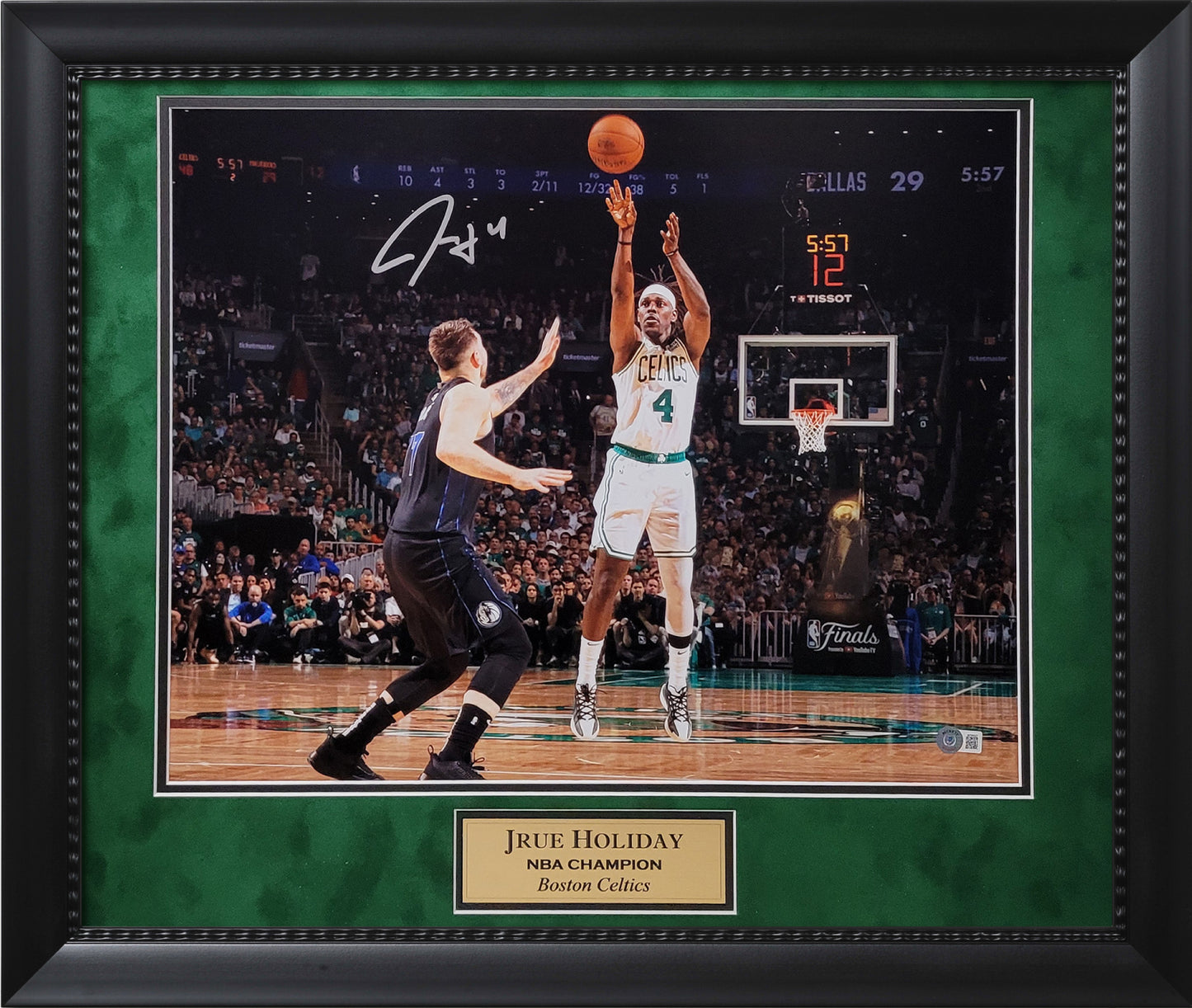 Jrue Holiday Autograph Photo Shoot Over Doncic 23x27 Beckett Authentication