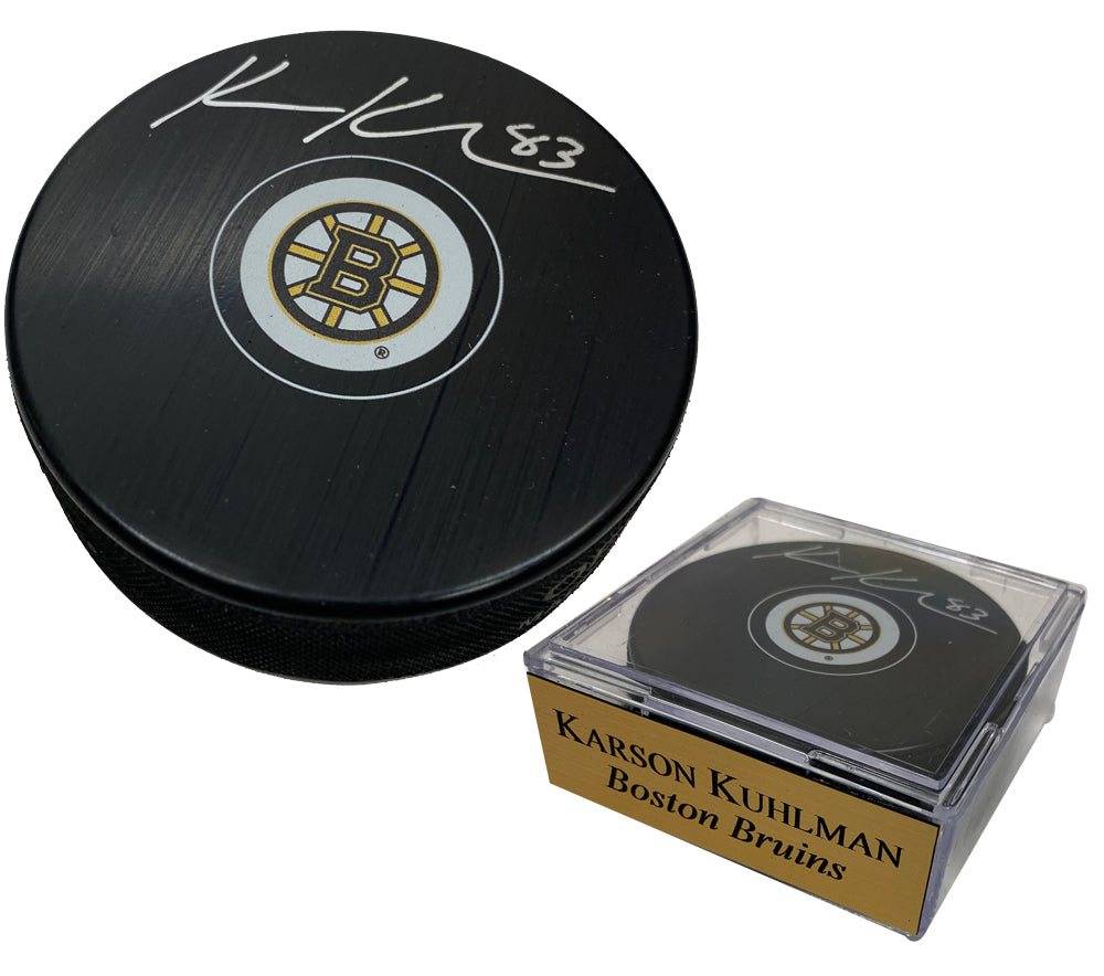Karson Kuhlman Autograph Puck Bruins B