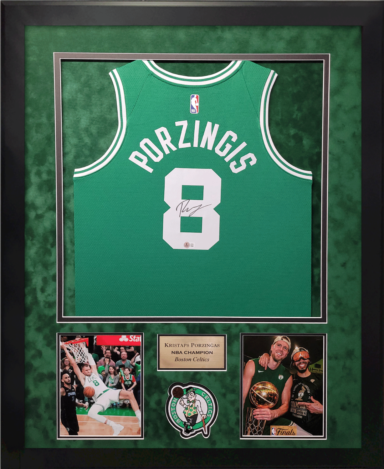 Kristaps Porzingis Autograph Jersey Framed 37x45
