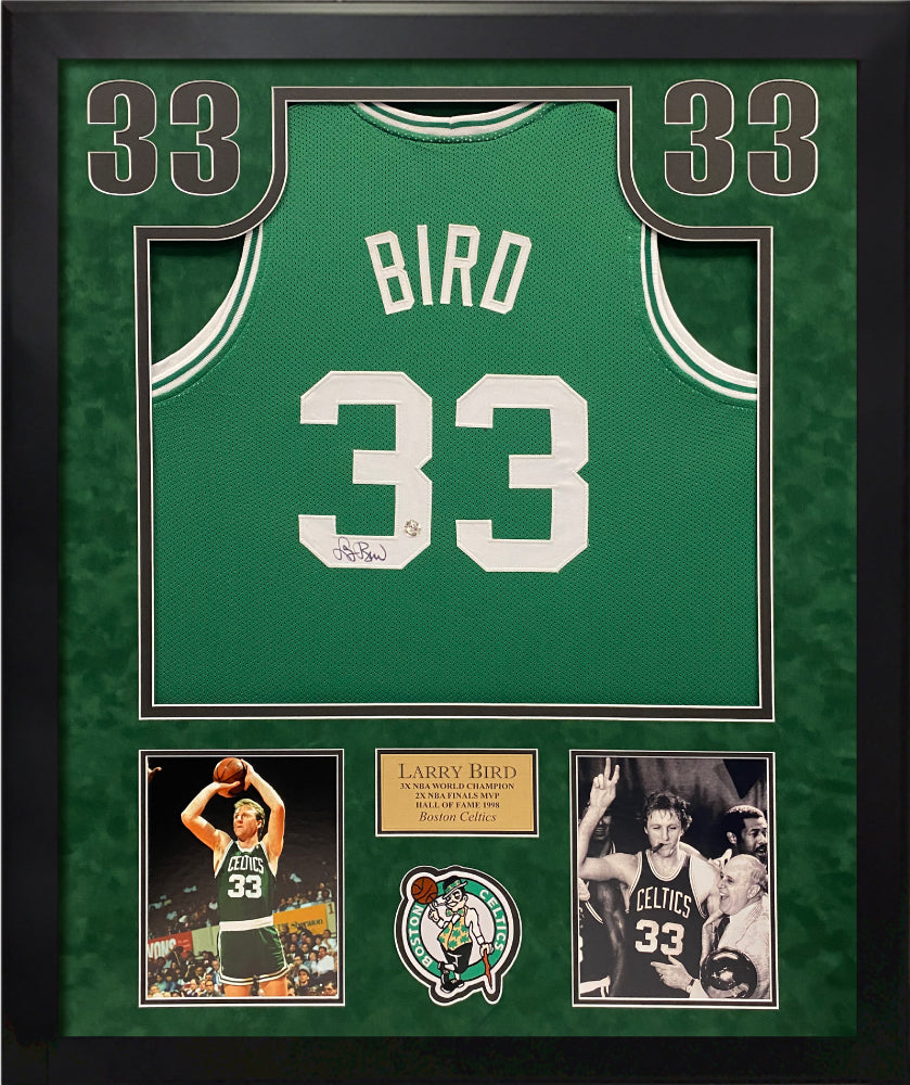 Larry Bird Autograph Jersey Boston Celtics Green Framed 37x45