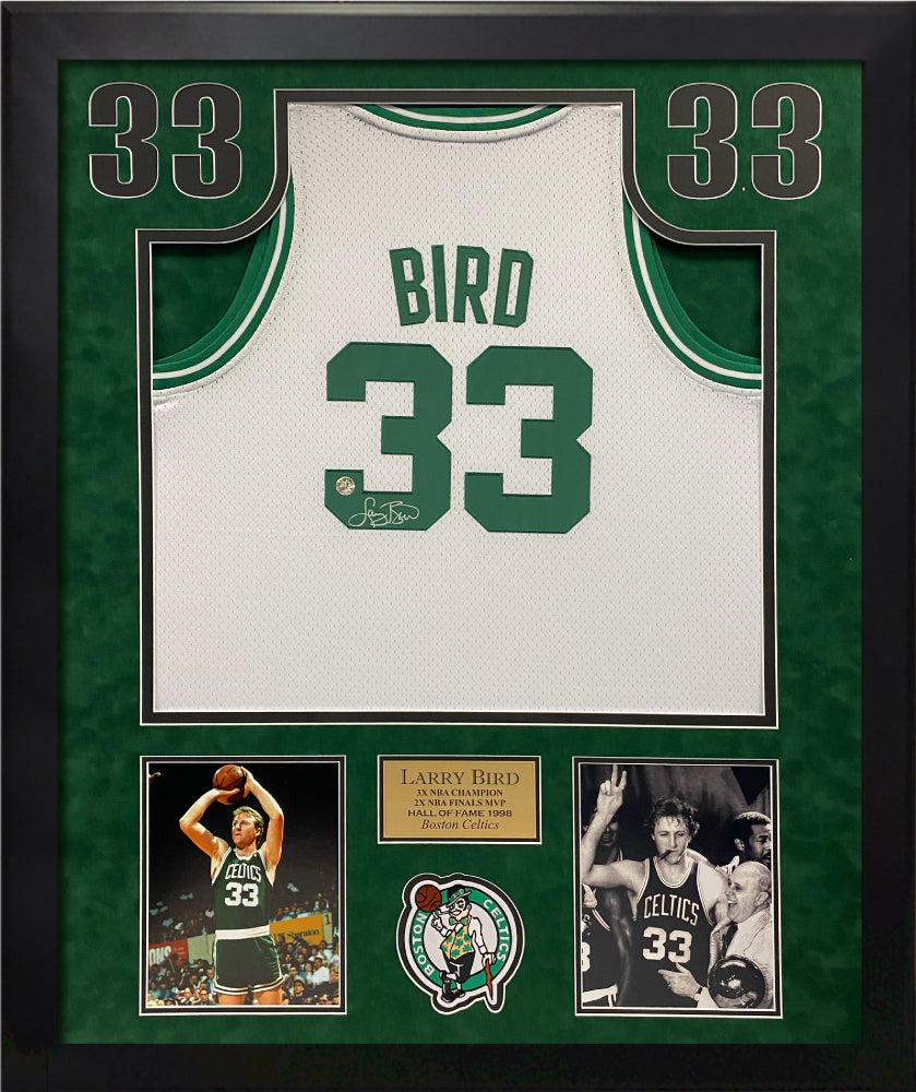 Larry Bird Autograph Jersey Boston Celtics White Framed 37x45