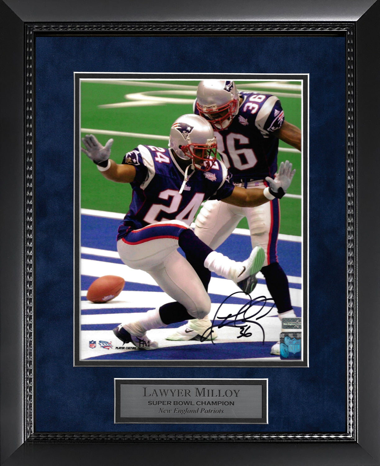 Lawyer Milloy Autograph Photo Celebrate w/ Ty Law 11x14