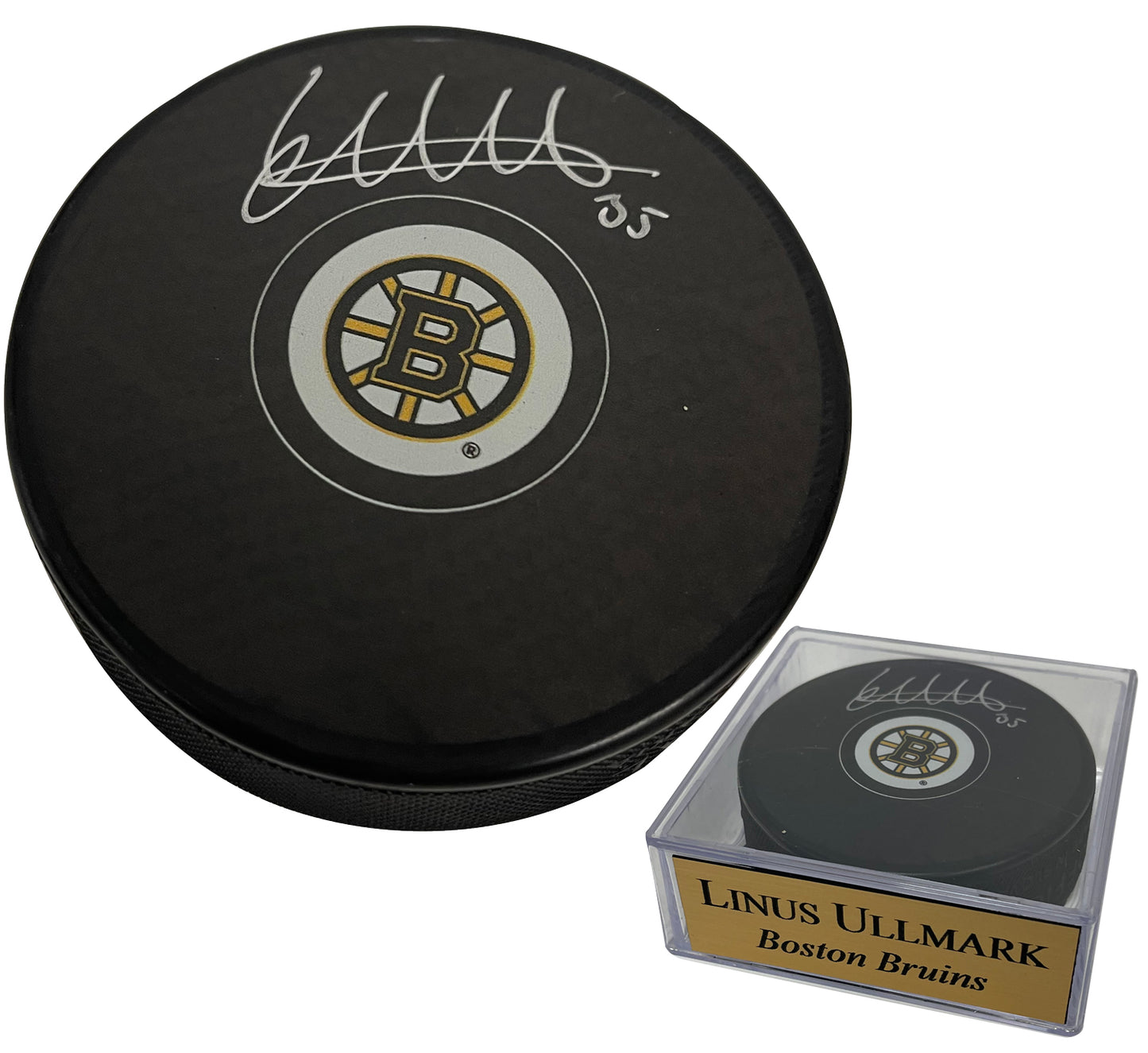 Linus Ullmark Autograph Puck Bruins B