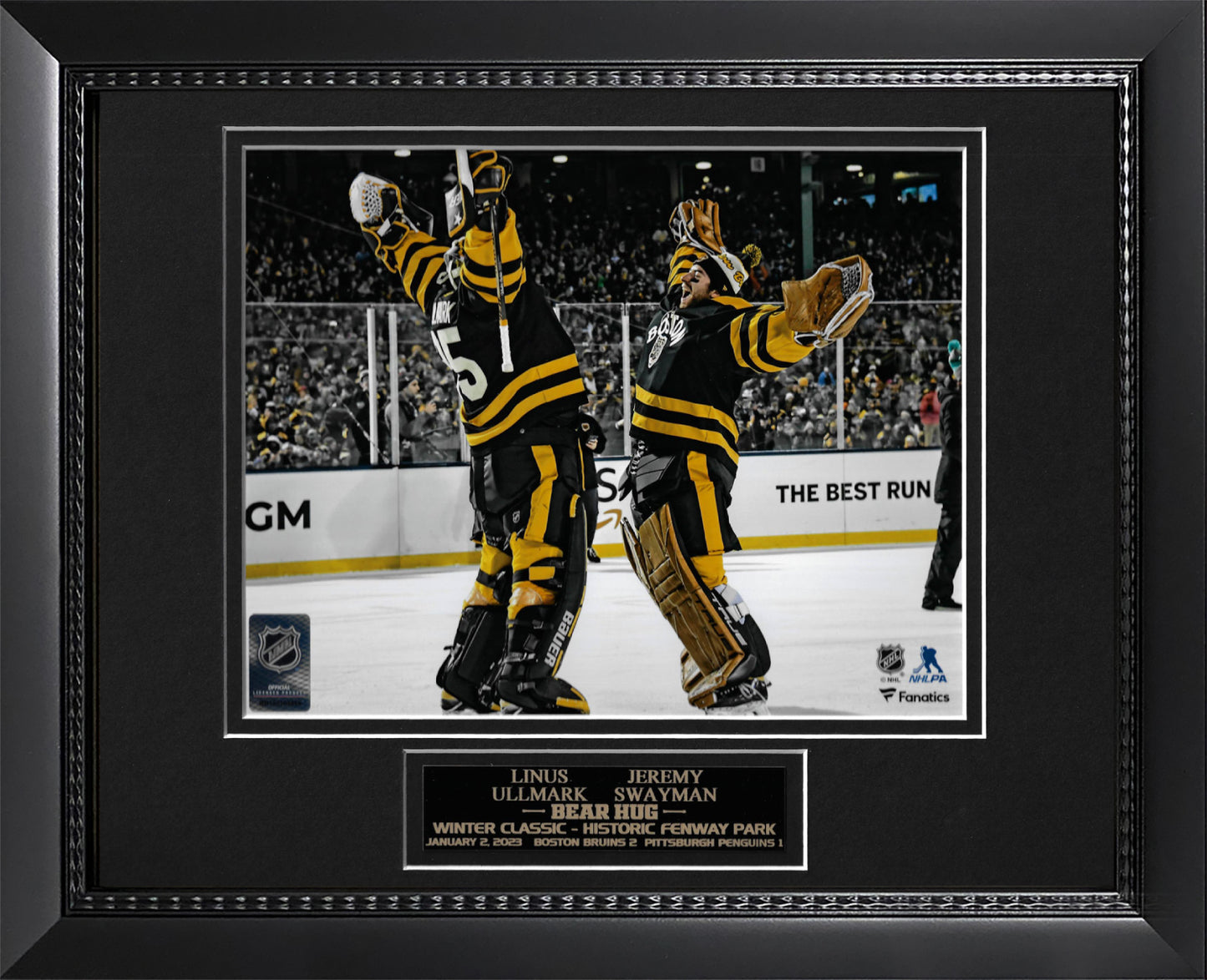 Linus Ullmark Jeremy Swayman Photo Winter Classic 2023 Bear Hug 11x14