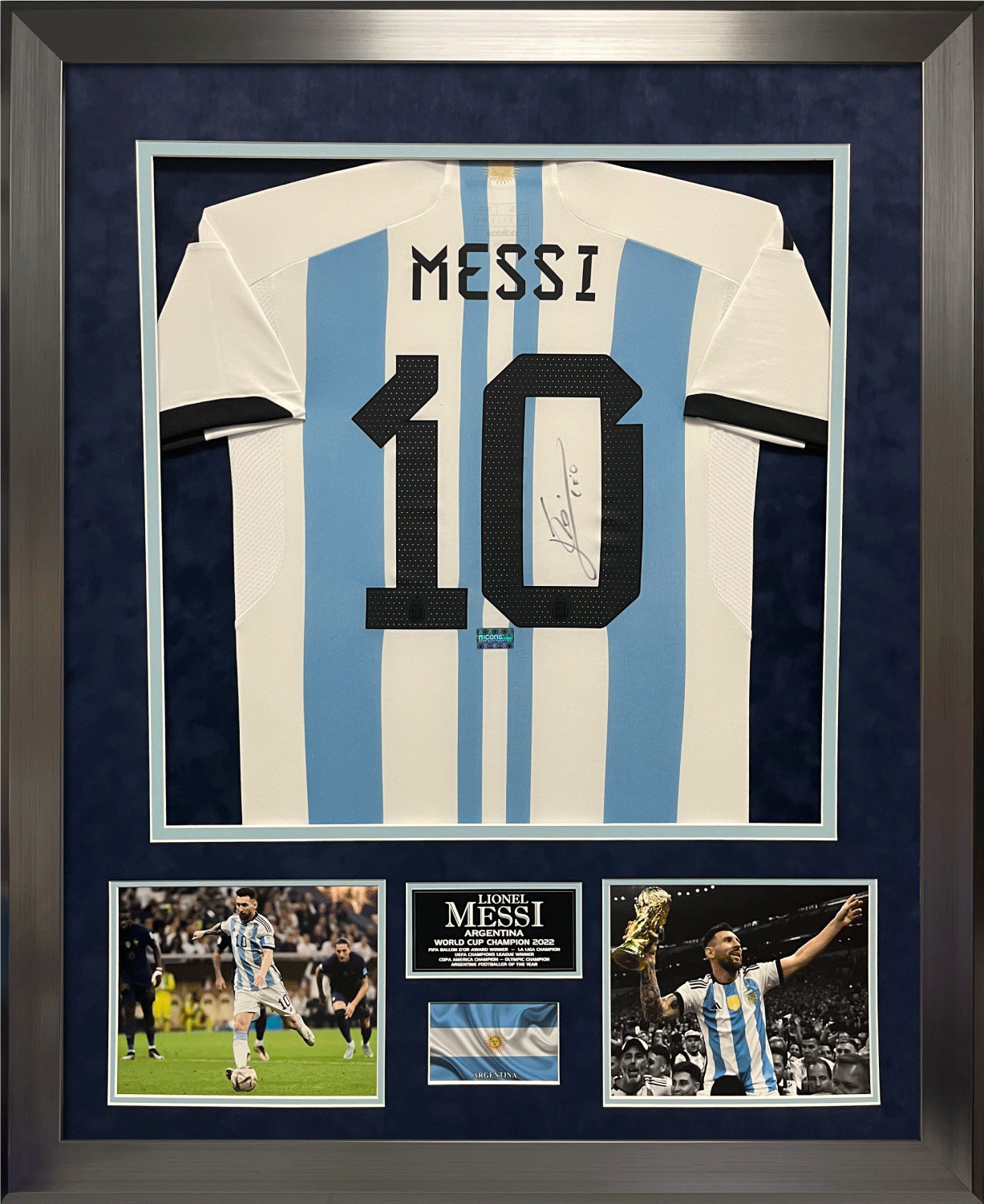 Lionel Messi Autograph Jersey Argentina Framed 37x45