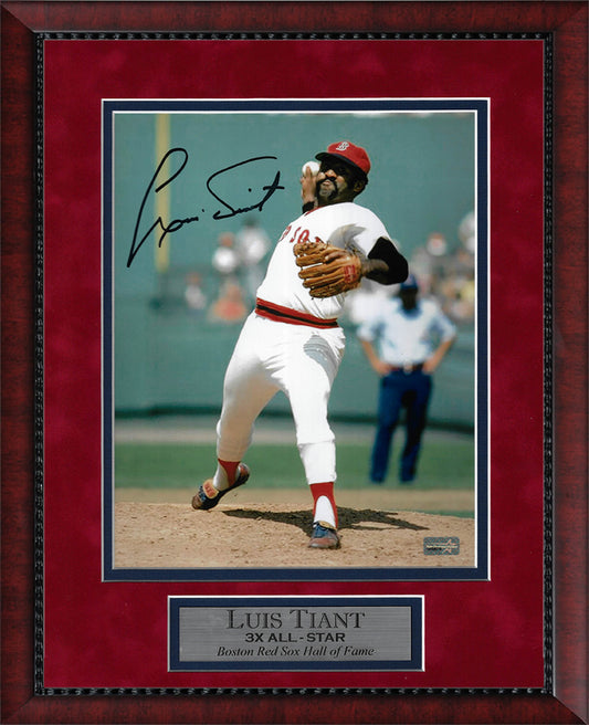 Luis Tiant Autograph 8x10 Photo - Pitch - Boston Red Sox - Framed 13x16 - New England Picture Authentication