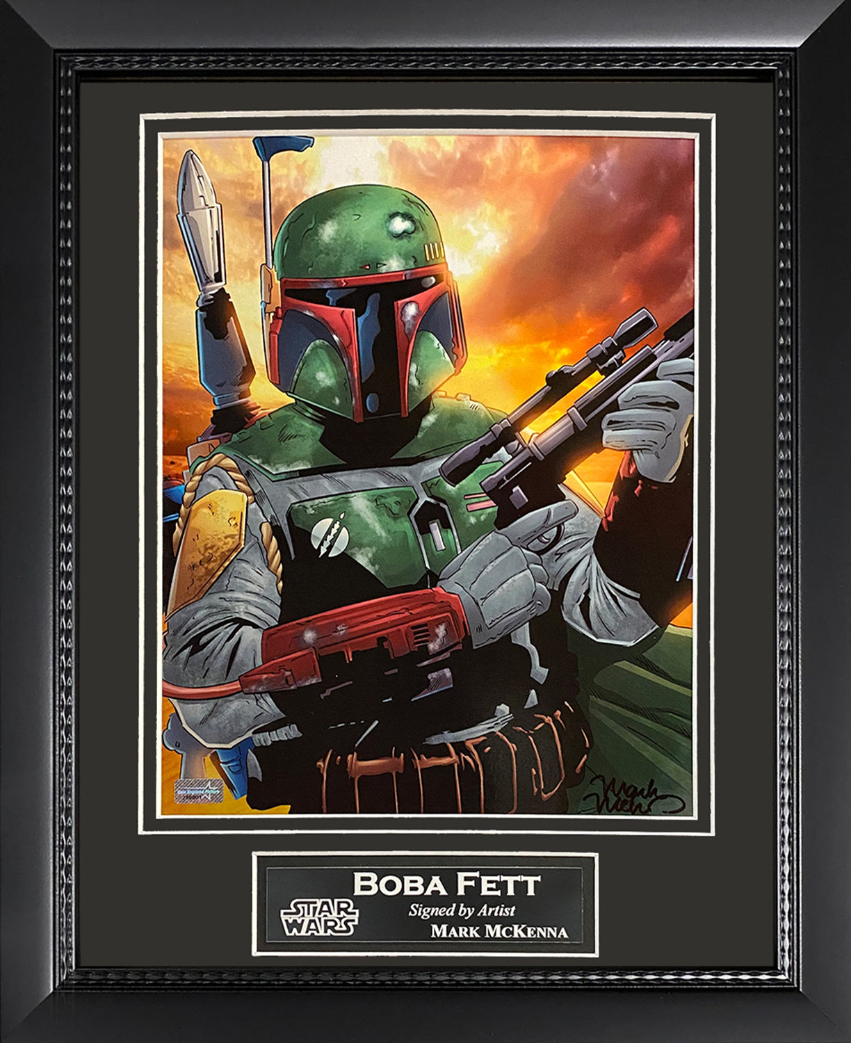 Mark McKenna Autograph Artist Print Boba Fett Clouds 11x14 New England Picture Authentication