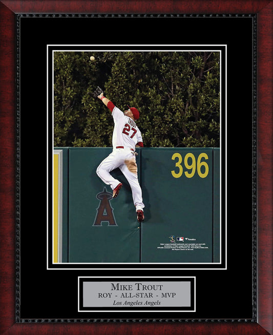 Mike Trout Jump Wall To Catch 11x14