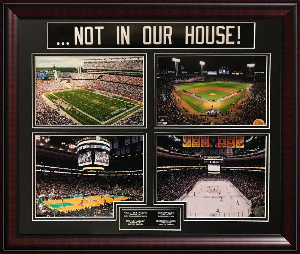 Boston Stadiums Collage Not in our House 4-Way Framed 23x27
