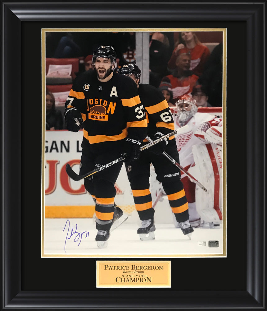 Patrice Bergeron Autograph Photo Celebrate 23x27
