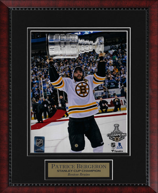 Patrice Bergeron Photo Stanley Cup 2011 Holding the Cup 11x14