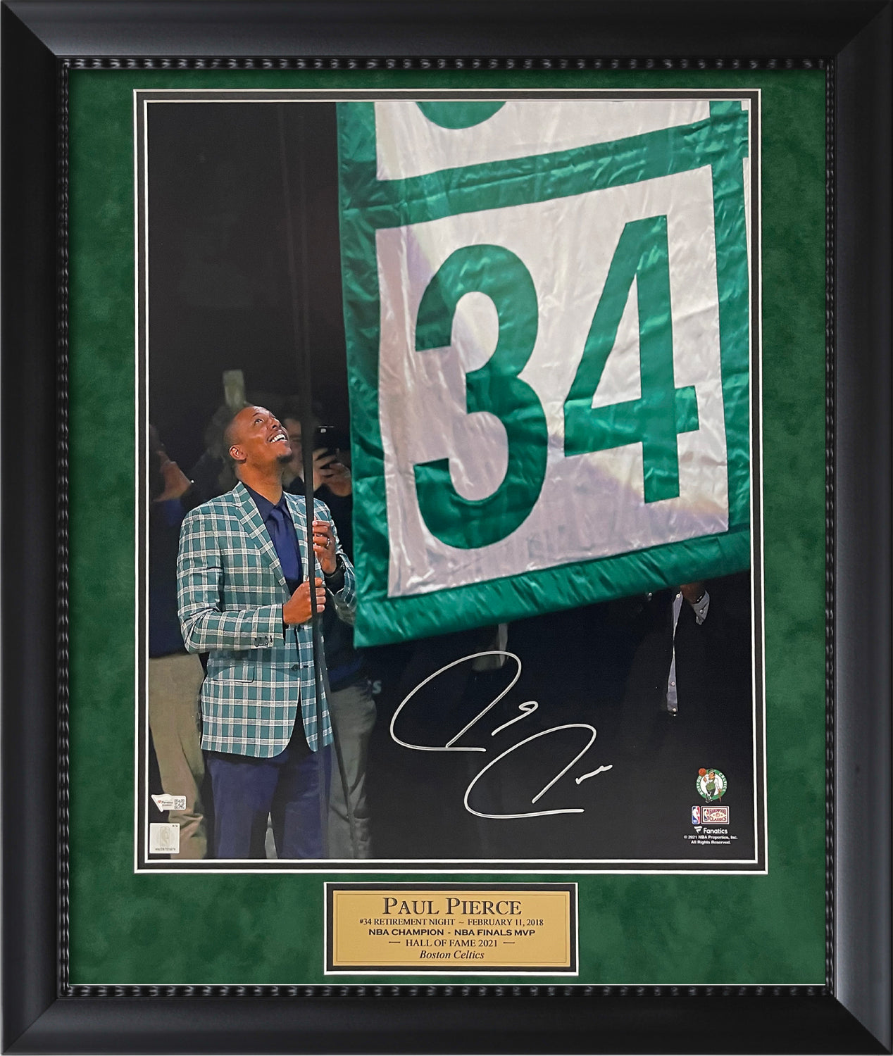 Paul Pierce Autograph Photo Banner No. 34 Retirement Night 23x27 Fanatics Authentication