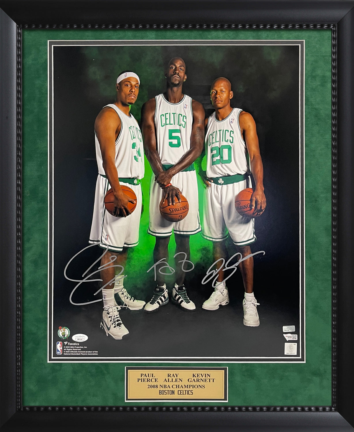 Paul Pierce Kevin Garnett Ray Allen Triple Autograph Photo Pose 23x27 JSA & Fanatics Authentication