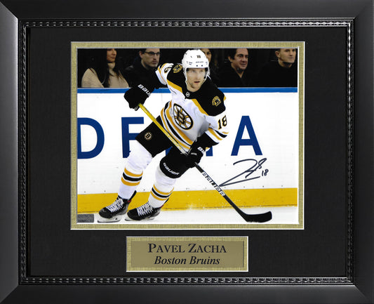 Pavel Zacha Autograph Photo White Uniform 11x14