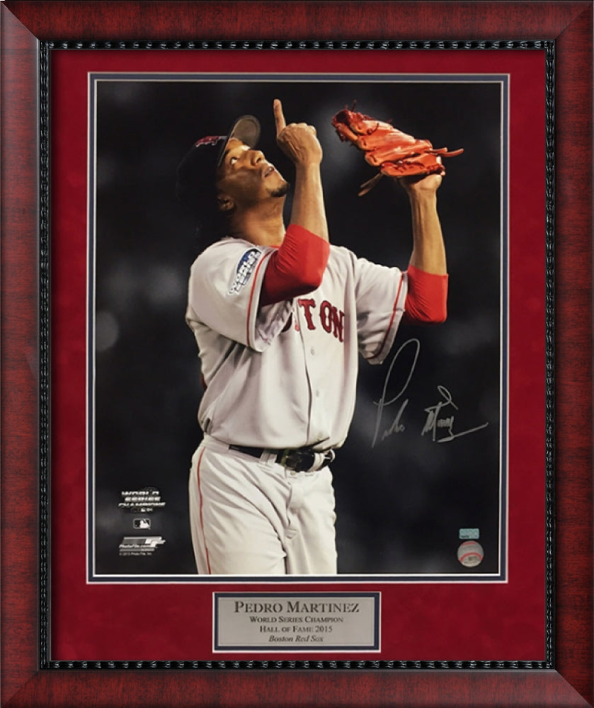 Pedro Martinez Autograph Photo World Series 2004 Game 3 Pointing Up 23x27 New England Picture Authentication