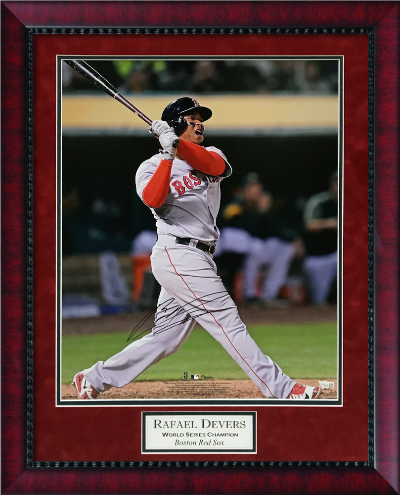 Rafael Devers Autograph Photo Swing Yell 23x27 Fanatics Authentication
