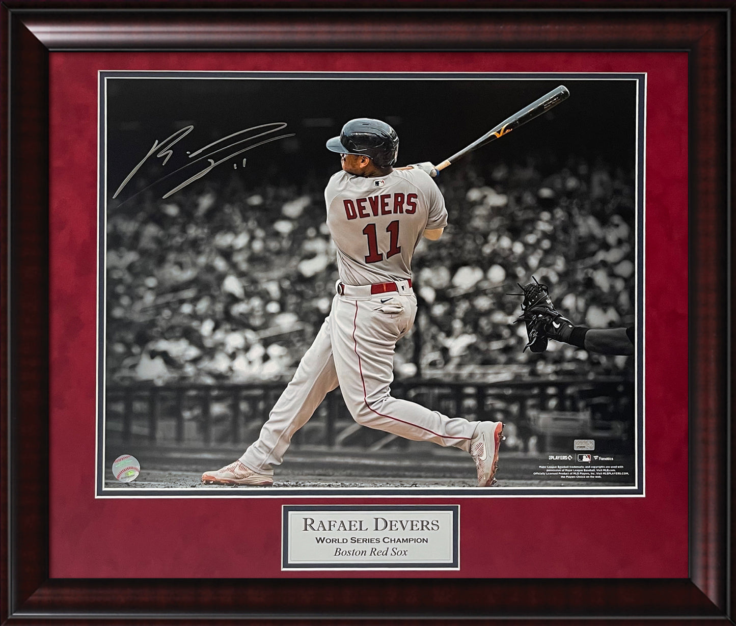 Rafael Devers Autograph Photo Swing Spotlight 23x27 New England Picture Authentication