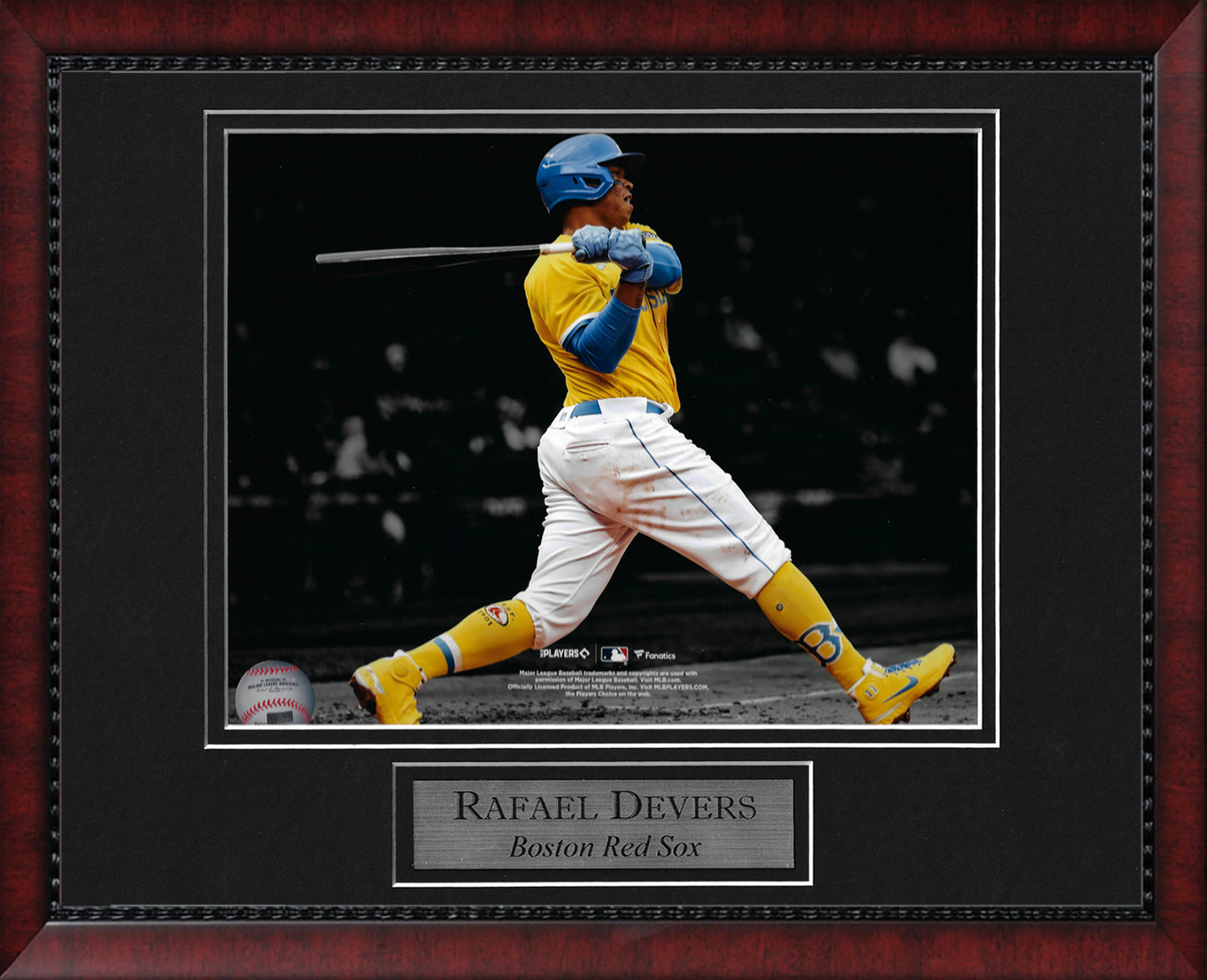 Rafael Devers Photo Yellow City Connect Uniform Swing Spotlight 11x14
