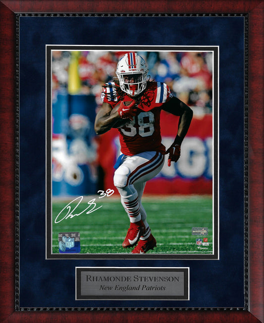 Rhamondre Stevenson Autograph Photo Throwback Rush 11x14