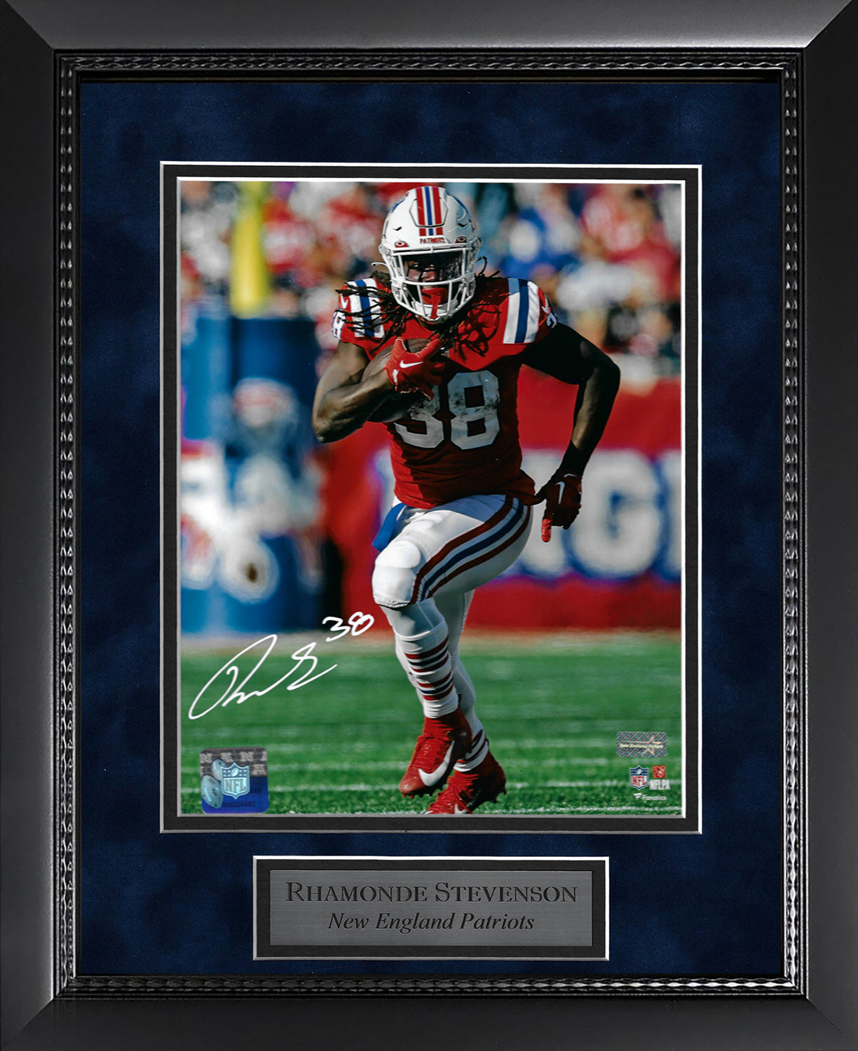 Rhamondre Stevenson Autograph Photo Throwback Rush 11x14