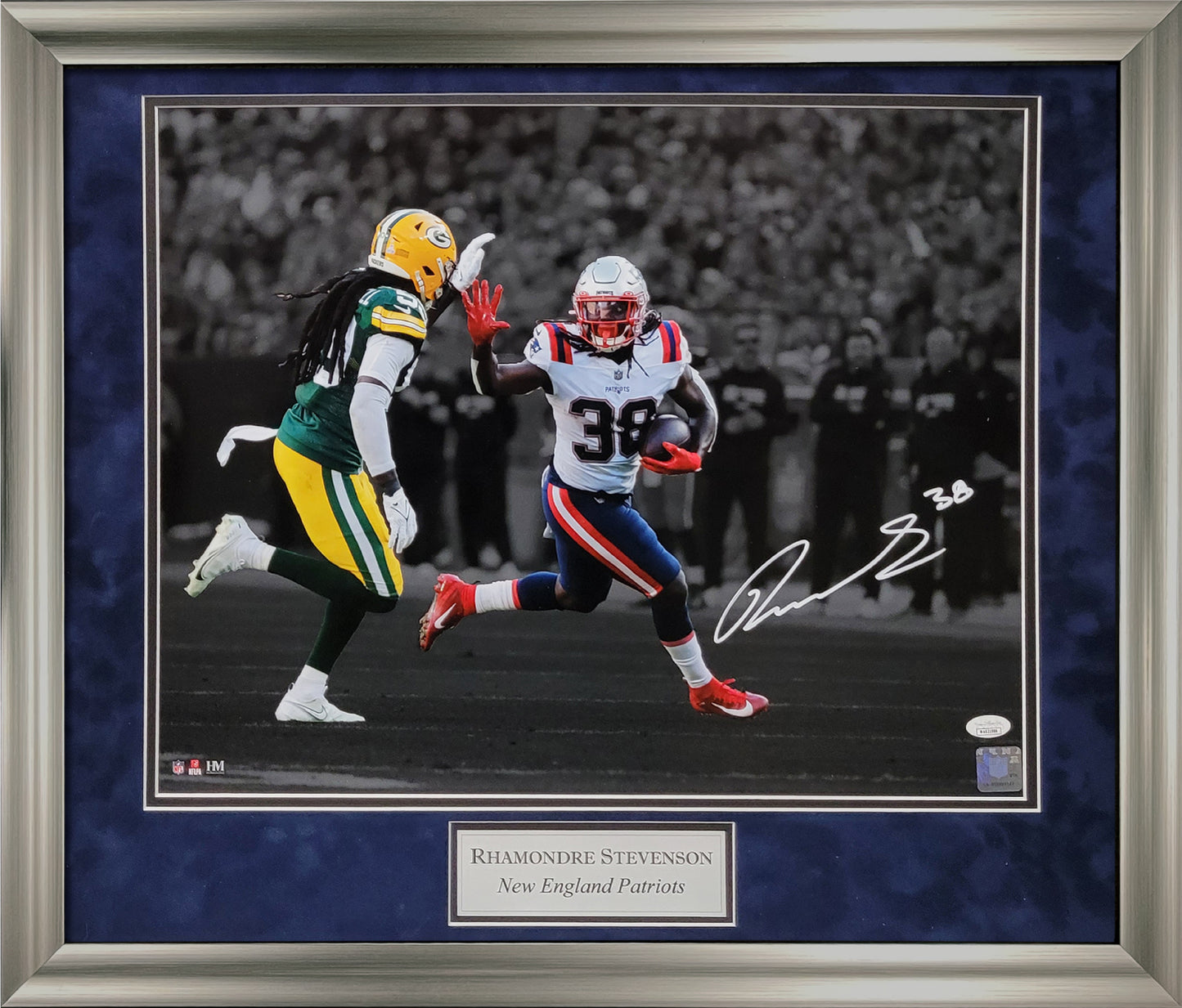 Rhamondre Stevenson Autograph Photo Vs Packers 23x27