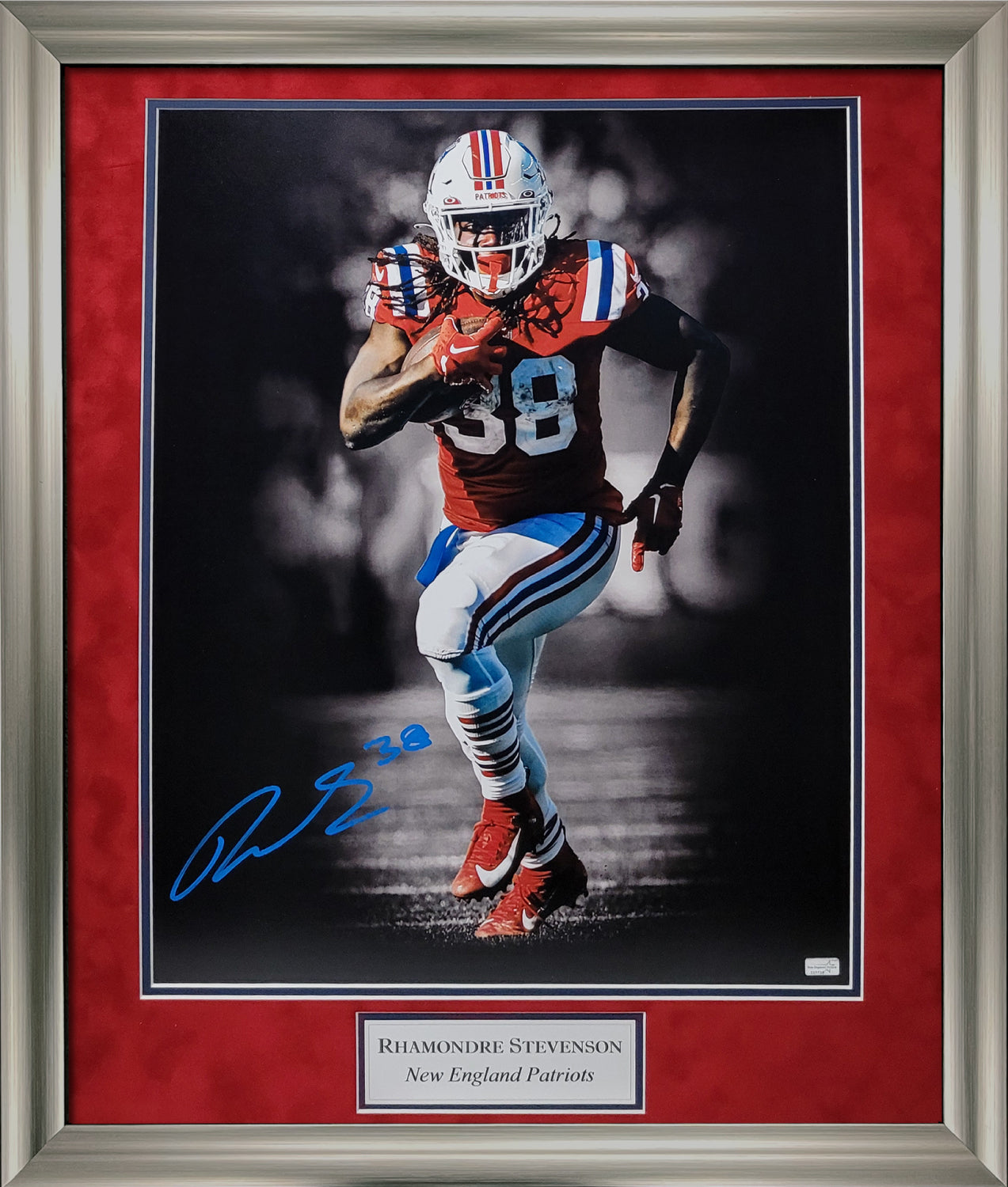 Rhamondre Stevenson Autograph Photo Rush Spotlight 23x27