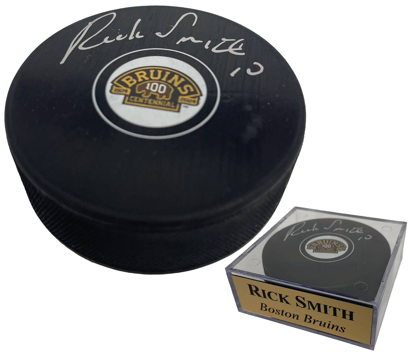 Rick Smith Autograph Bruins Centennial Season Puck