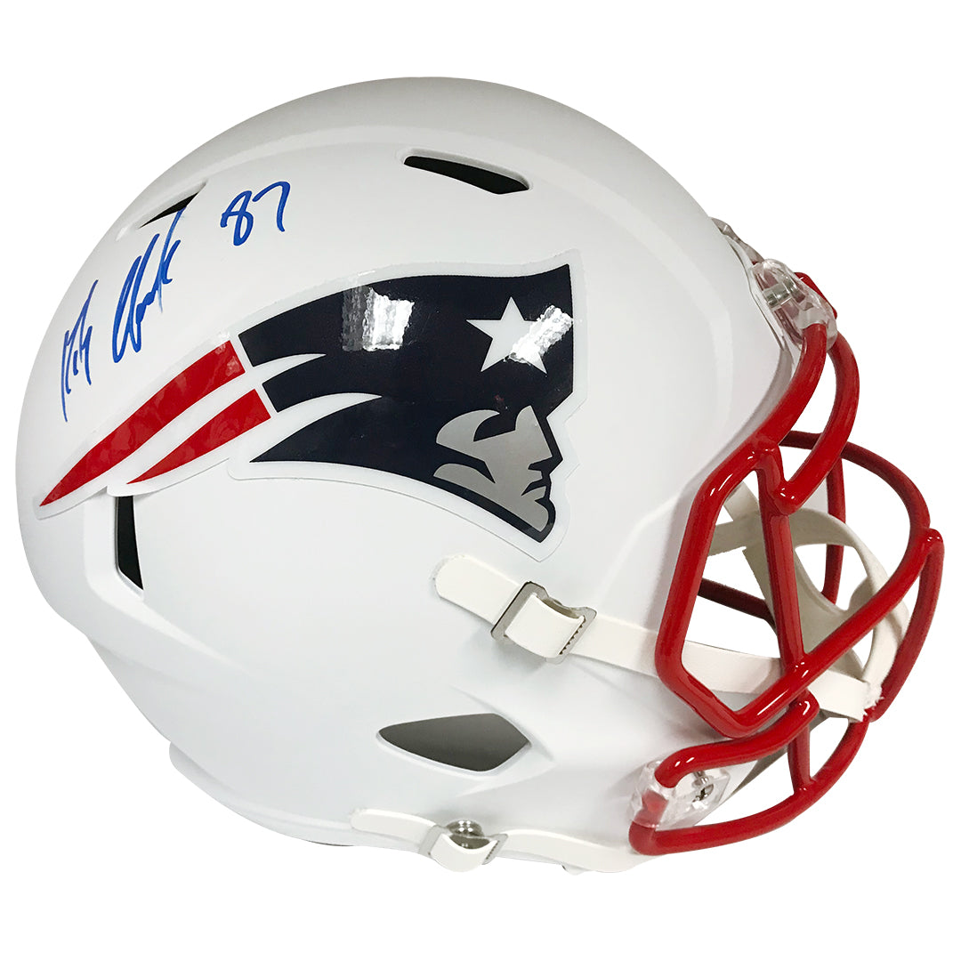 Rob Gronkowski Autograph Helmet Patriots Replica Speed Flat White
