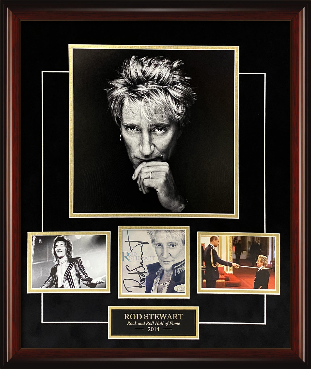 Rod Stewart Autograph Collage 23x27 JSA Authentication