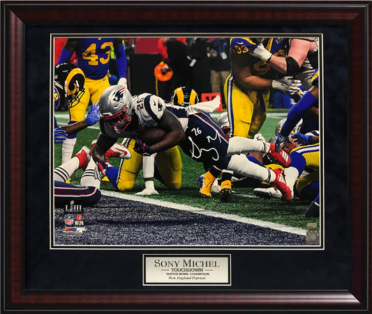 Sony Michel Autograph Photo Super Bowl LIII Touchdown 23x27 New England Picture Authentication