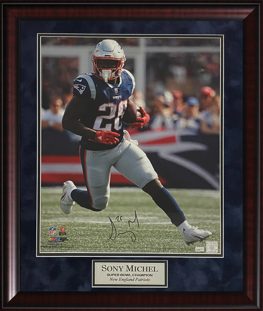 Sony Michel Autograph Photo Run 23x27 New England Picture Authentication