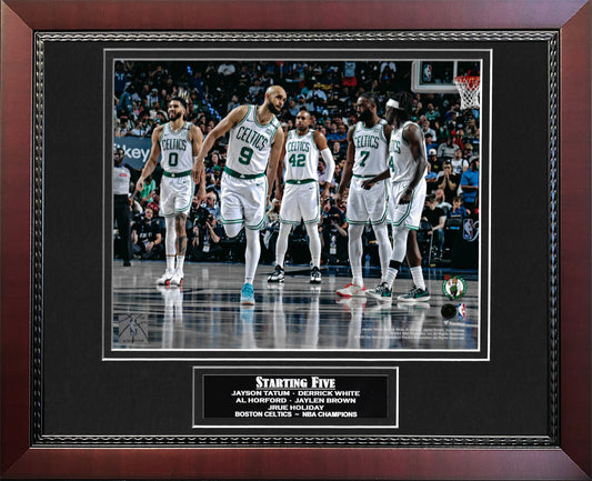 2024 NBA Finals Photograph - Starting Five - Boston Celtics - Framed 18x22