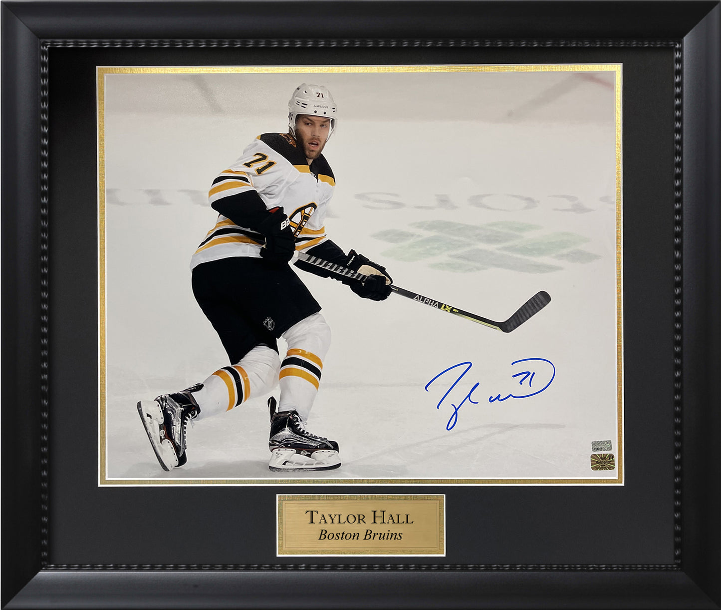 Taylor Hall Autograph Photo Skate Alone 23x27 New England Picture Authentication