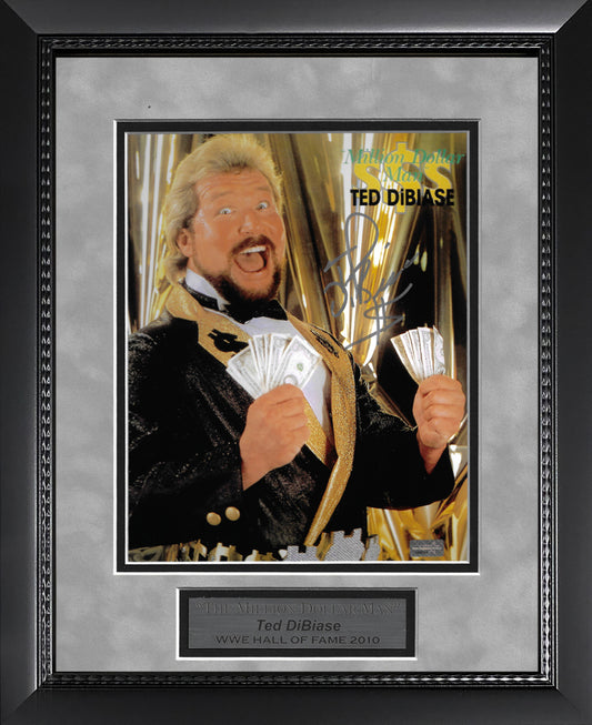 Ted DiBiase Autograph Photo Pose Hold Money Gold 11x14