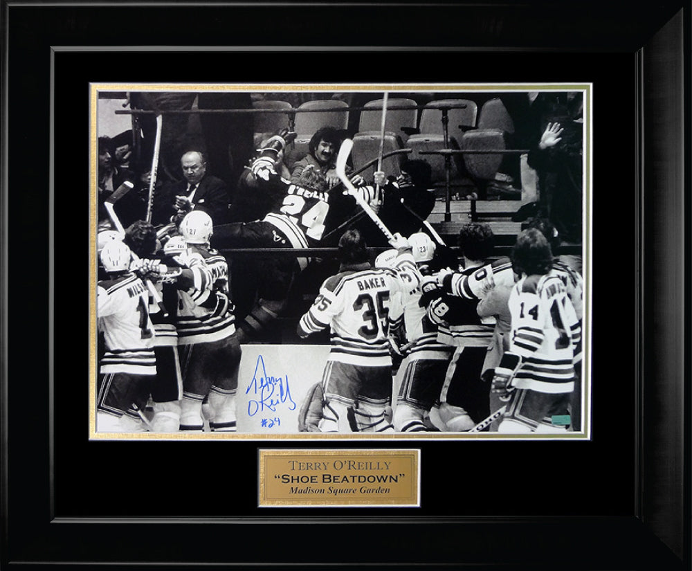 Terry O'Reilly Autograph Photo Shoe Beatdown 23x27 New England Picture Authentication