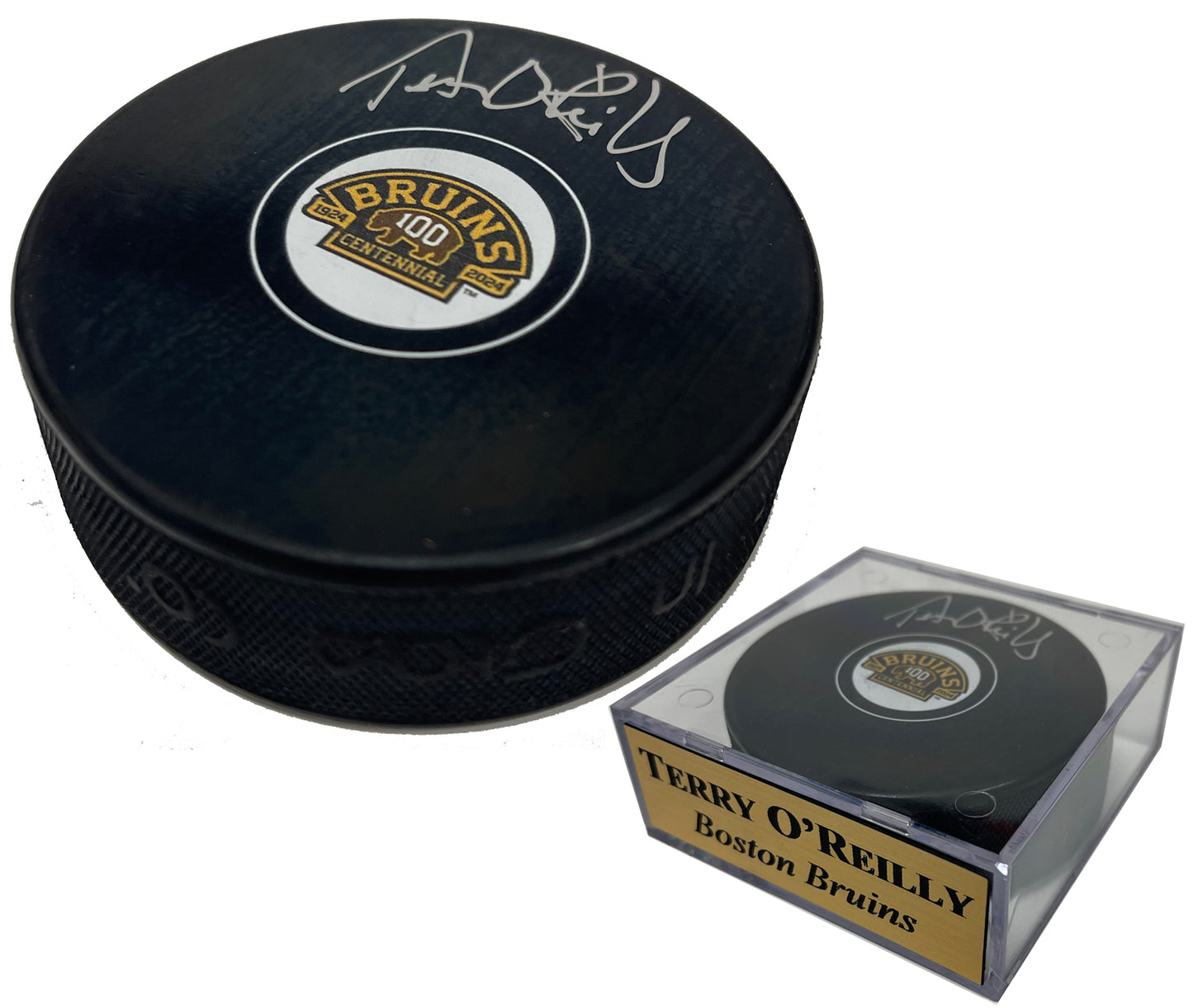 Terry O'Reilly Autograph Bruins Centennial Season Puck