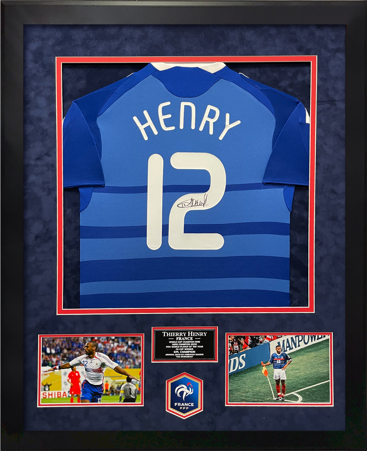 Thierry Henry Autograph Jersey France Framed 37x45