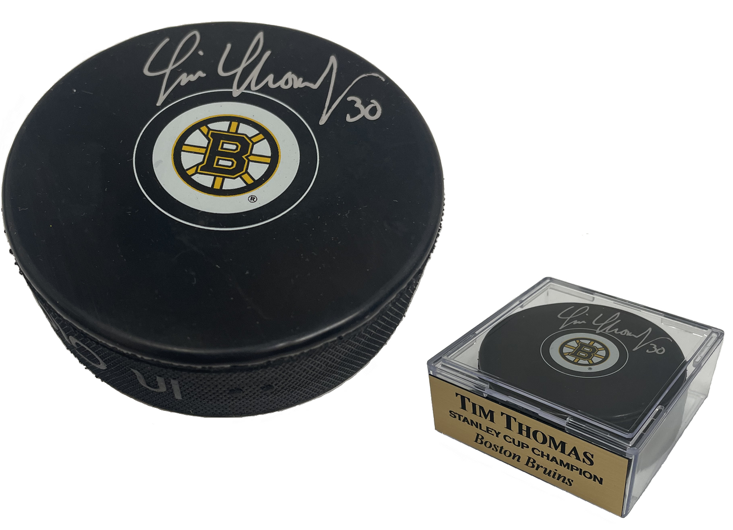 Tim Thomas Autograph Puck Bruins B
