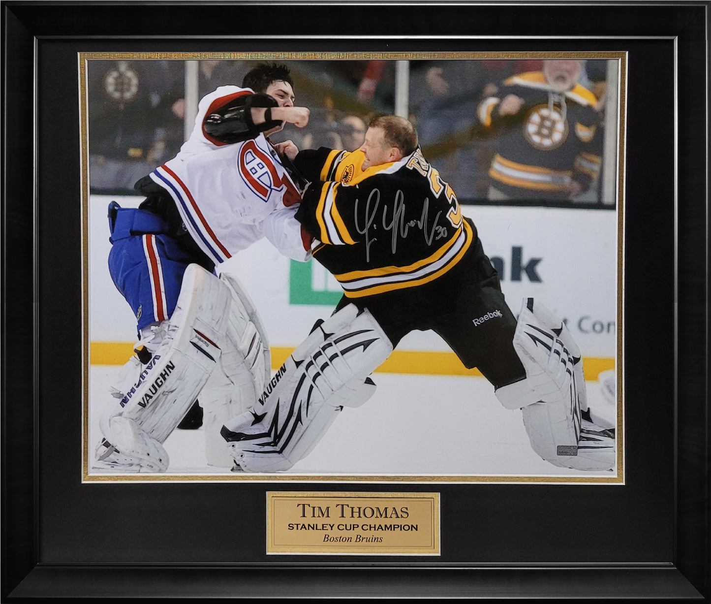 Tim Thomas Autograph Photo Fight VS Price 23x27
