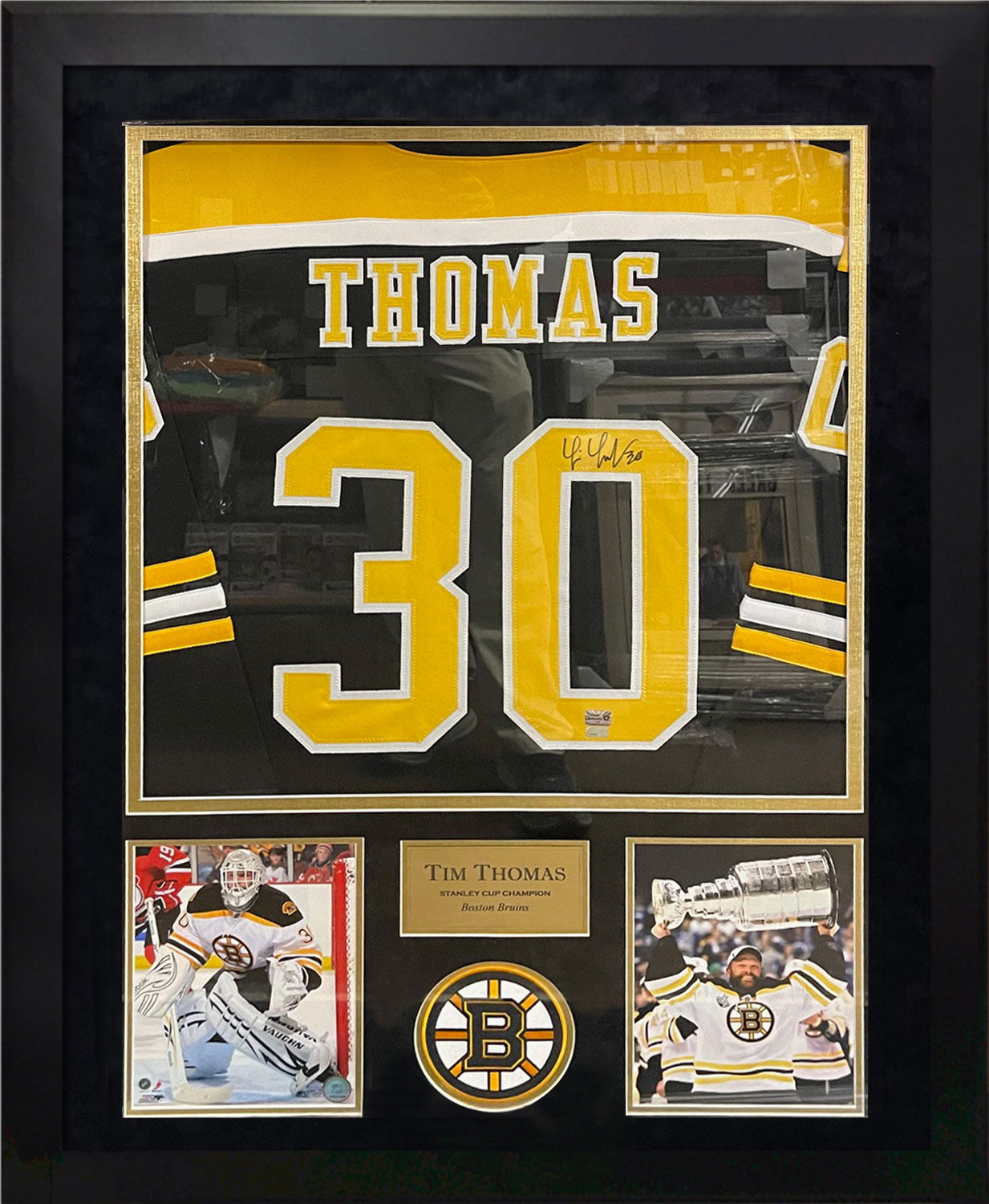 Tim Thomas Autograph Jersey Framed 37x45