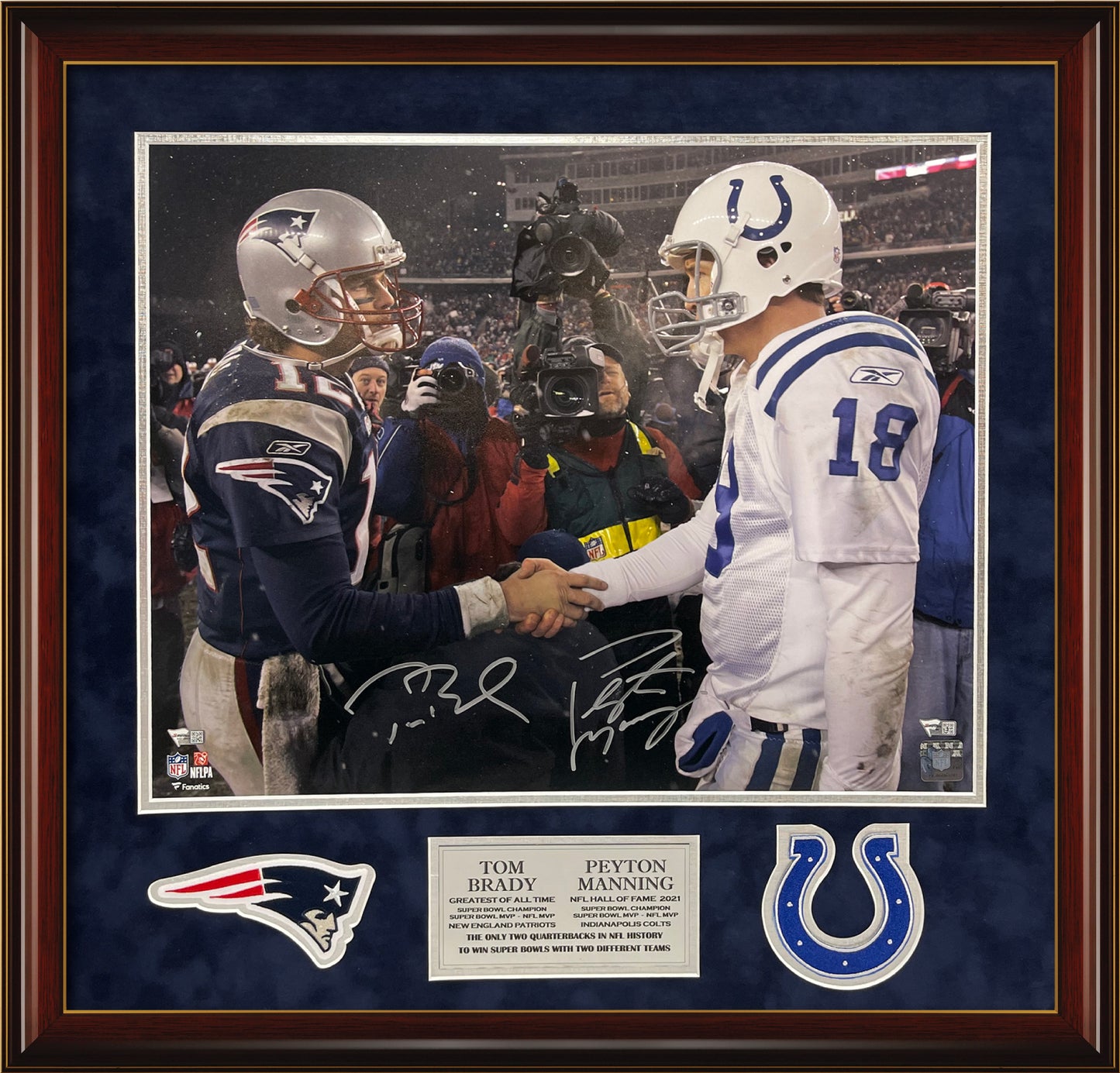 Tom Brady Peyton Manning Double Autograph Photo 26x27 Fanatics Authentication