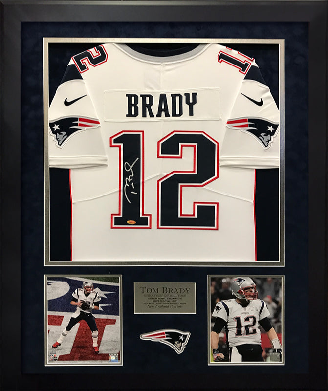 Tom Brady Autograph Jersey New England Patriots Limited Jersey White Framed 37x45
