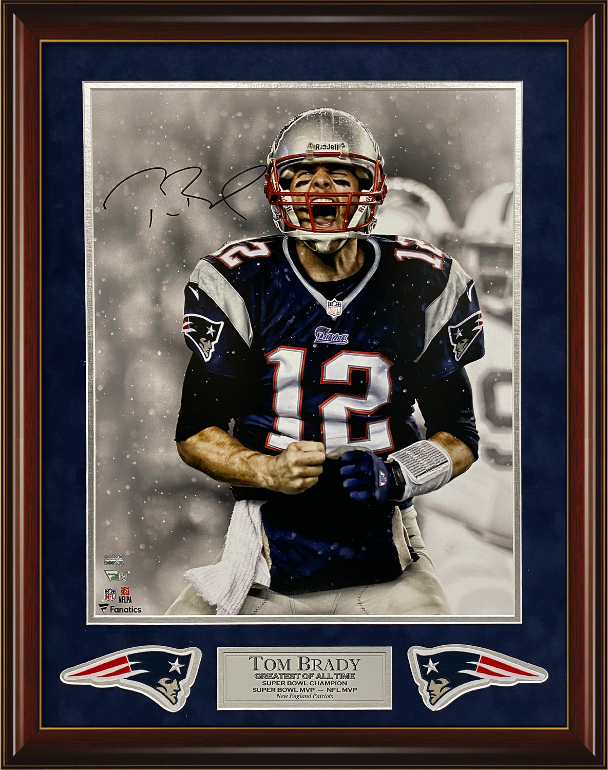 Tom Brady Autograph Photo Snow Scream 23x29 Fanatics Authentication