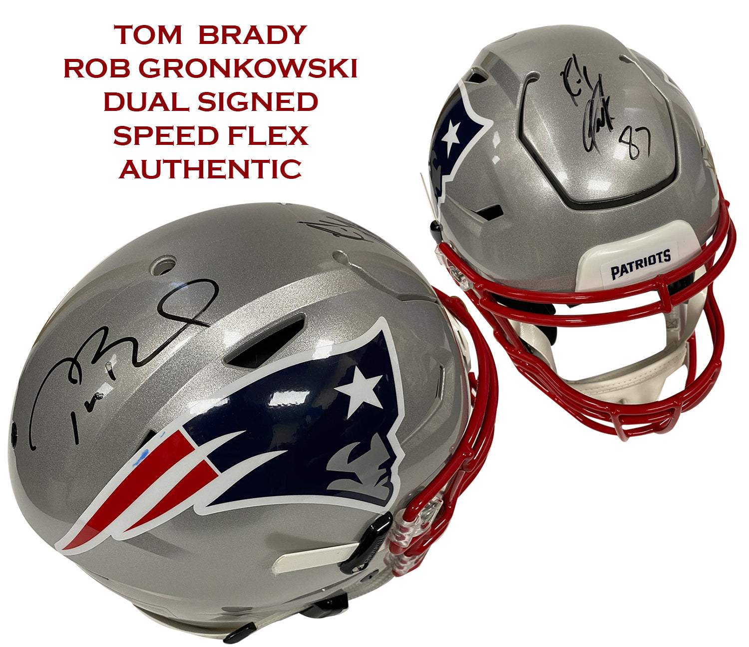patriots authentic speedflex helmet Tom Brady Rob Gronkowski Multi Autograph Helmet Authentic Flex Patriots – New England Picture