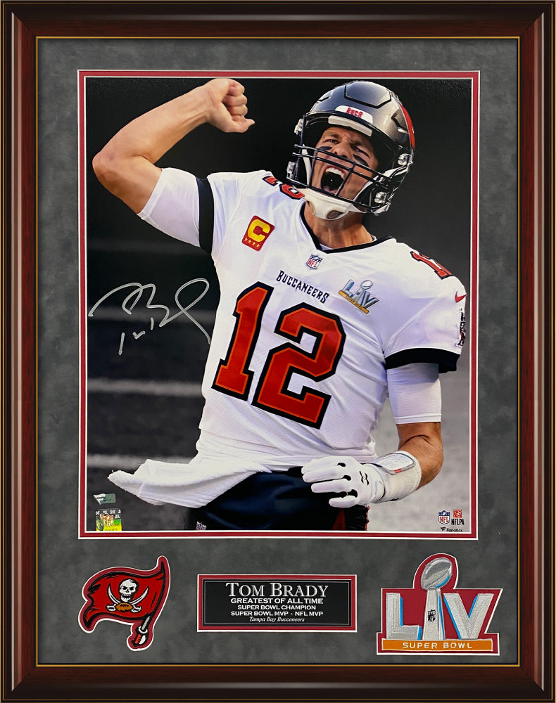 Tom Brady Autograph Photo Scream Fist Pump Super Bowl LV Champion 23x29 Fanatics Authentication