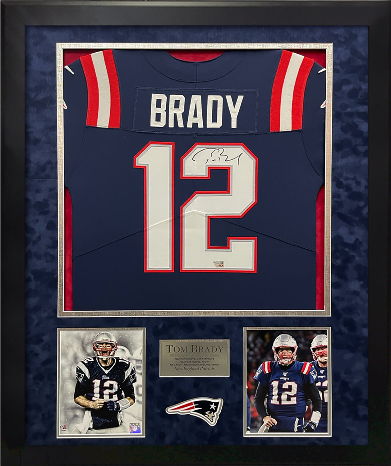 Tom Brady Autograph Patriots Color Rush Elite Jersey Framed 37x45